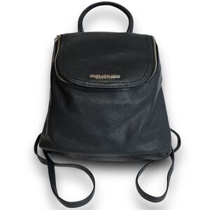 Jones New York Black Pebbled Leather Signature Backpack